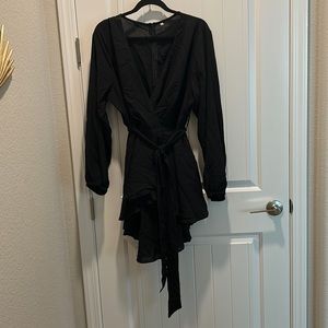 Flowing black cocktail dress